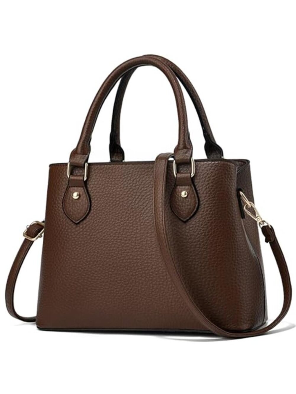 Women Leather Tote Crossbody Shoulder Bag Satchel Handbag Zipper Coffee Brown